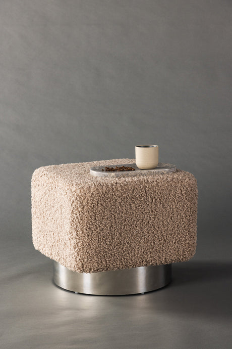 Newton Pouf - braun/Polyester - Teddy - Ottomane / Poufs - ALVAHOME