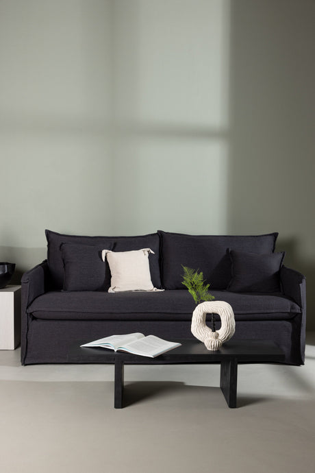 Nova 3 - Sitzer Sofa - schwarz/Polyester - Leinen - 3 - Sitzer Sofas - ALVAHOME