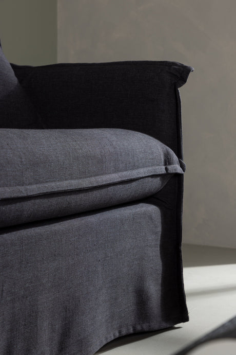 Nova 3 - Sitzer Sofa - schwarz/Polyester - Leinen - 3 - Sitzer Sofas - ALVAHOME