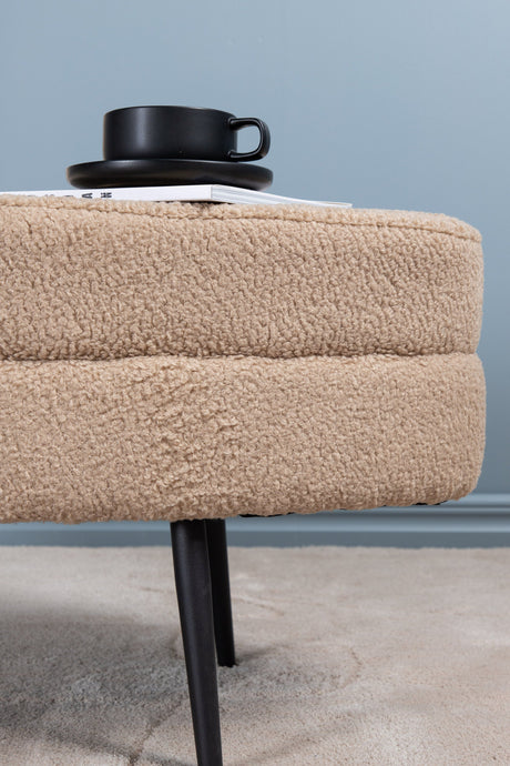 Otto Ottoman - beige/Polyester - Teddy - Ottomane / Poufs - ALVAHOME
