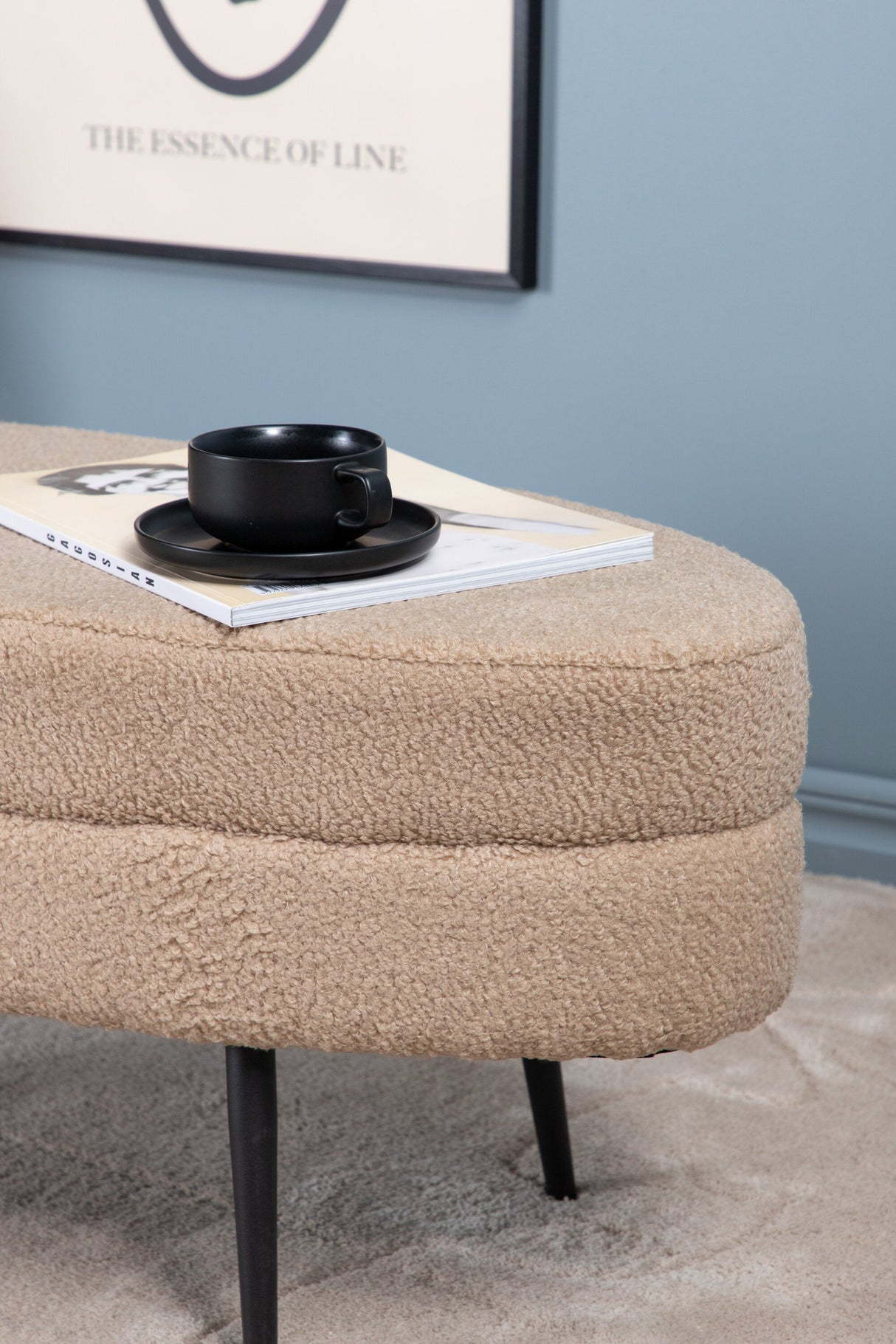 Otto Ottoman - beige/Polyester - Teddy - Ottomane / Poufs - ALVAHOME