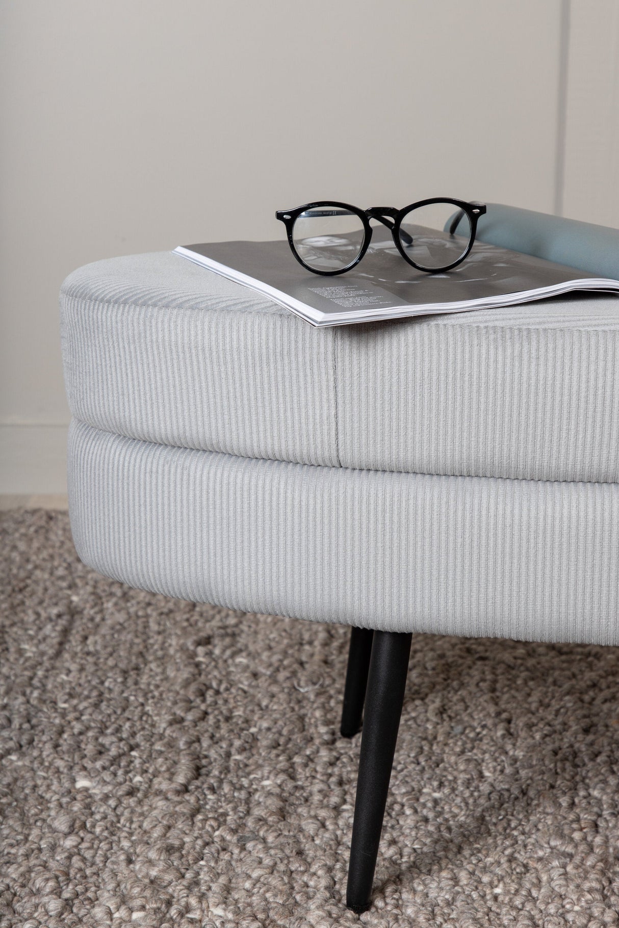 Otto Ottoman - grau/Polyester - Kord - Ottomane / Poufs - ALVAHOME