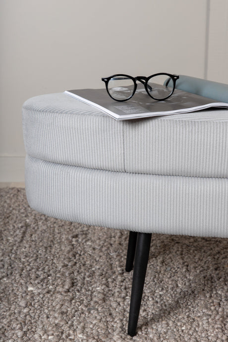 Otto Ottoman - grau/Polyester - Kord - Ottomane / Poufs - ALVAHOME