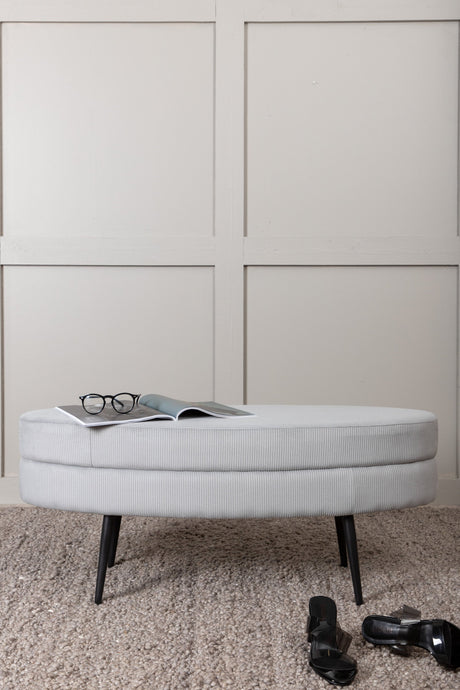 Otto Ottoman - grau/Polyester - Kord - Ottomane / Poufs - ALVAHOME