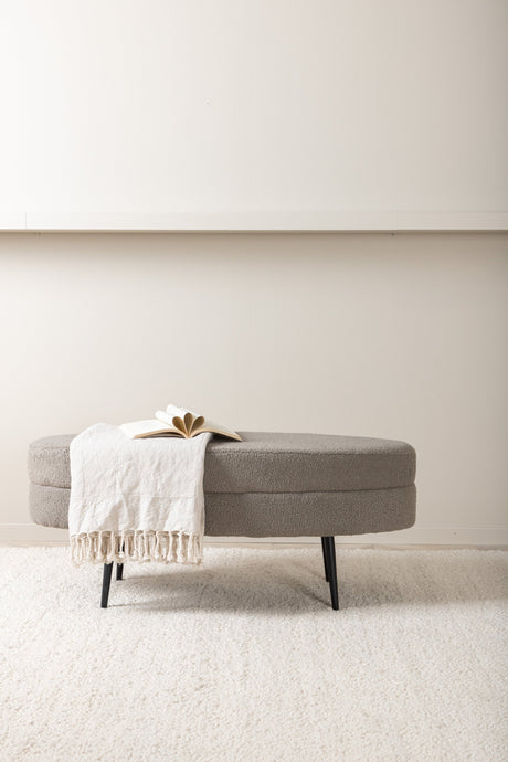 Otto Ottoman - greige/Polyester - Teddy - Ottomane / Poufs - ALVAHOME