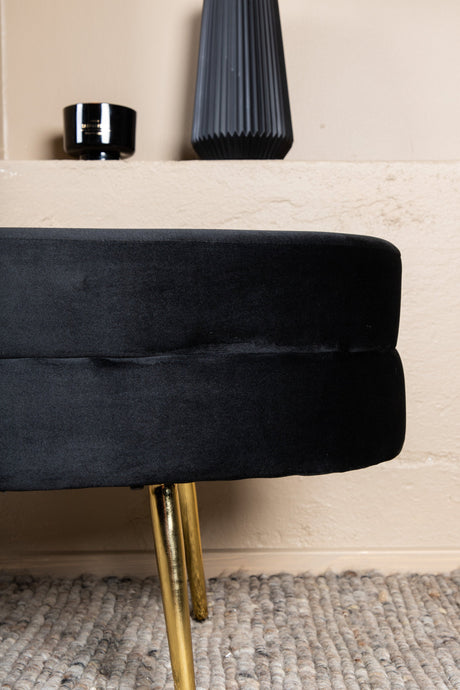 Otto Ottoman - schwarz/Polyester - Samt - Ottomane / Poufs - ALVAHOME