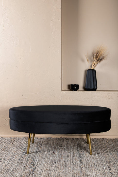 Otto Ottoman - schwarz/Polyester - Samt - Ottomane / Poufs - ALVAHOME