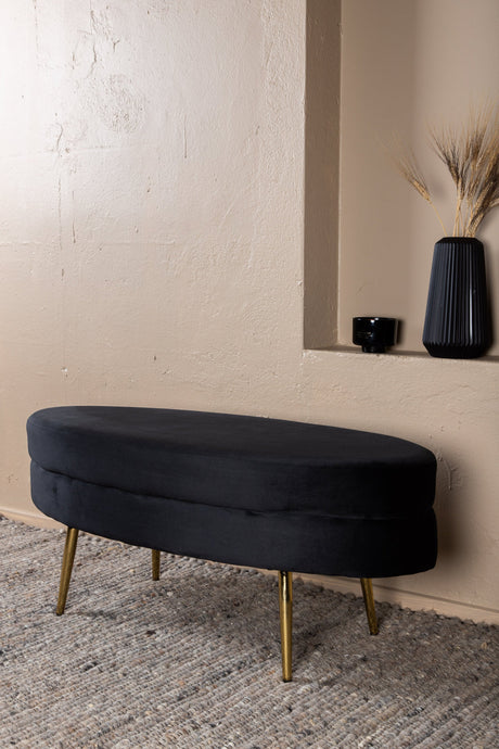 Otto Ottoman - schwarz/Polyester - Samt - Ottomane / Poufs - ALVAHOME