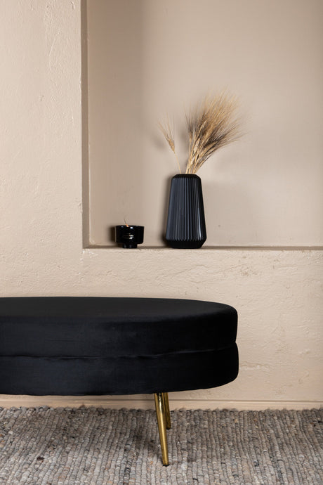 Otto Ottoman - schwarz/Polyester - Samt - Ottomane / Poufs - ALVAHOME