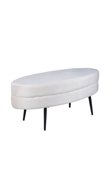 Otto Ottoman - weiß/Polyester - Samt - Ottomane / Poufs - ALVAHOME