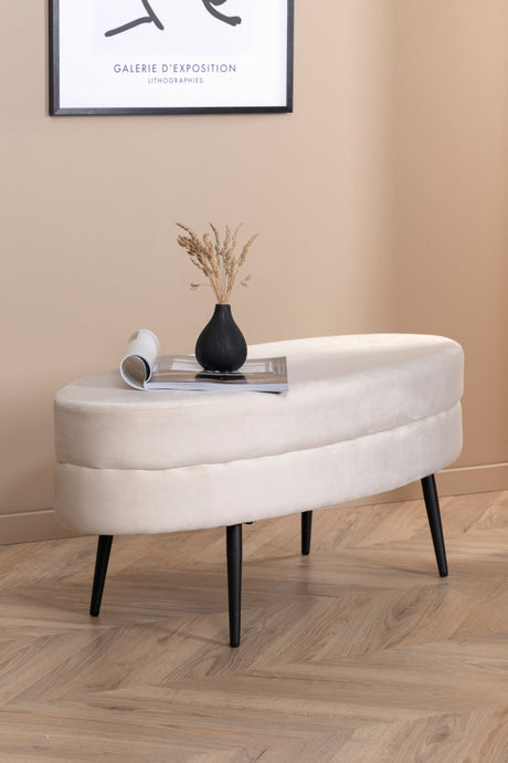 Otto Ottoman - weiß/Polyester - Samt - Ottomane / Poufs - ALVAHOME