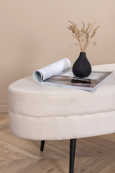 Otto Ottoman - weiß/Polyester - Samt - Ottomane / Poufs - ALVAHOME