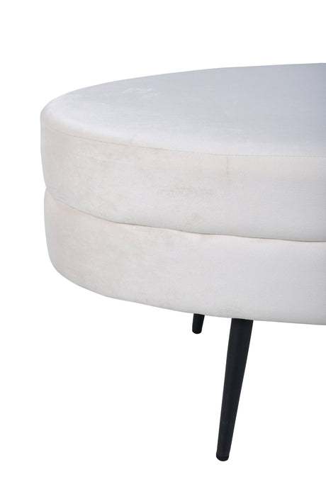Otto Ottoman - weiß/Polyester - Samt - Ottomane / Poufs - ALVAHOME