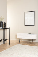 Otto Ottoman - weiß/Polyester - Teddy - Ottomane / Poufs - ALVAHOME