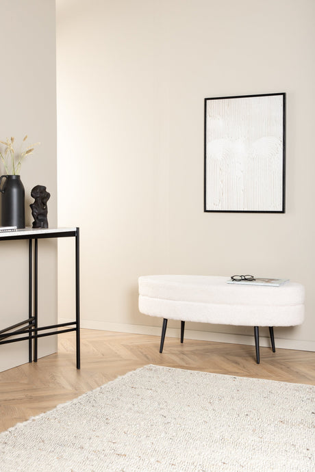Otto Ottoman - weiß/Polyester - Teddy - Ottomane / Poufs - ALVAHOME