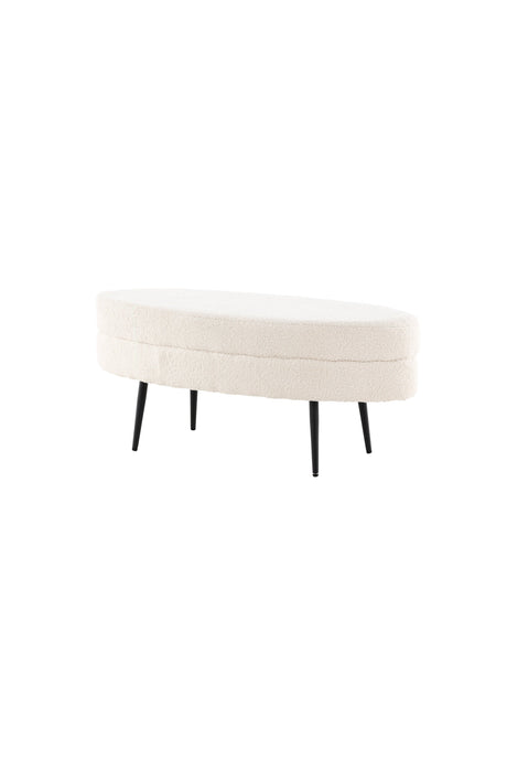 Otto Ottoman - weiß/Polyester - Teddy - Ottomane / Poufs - ALVAHOME