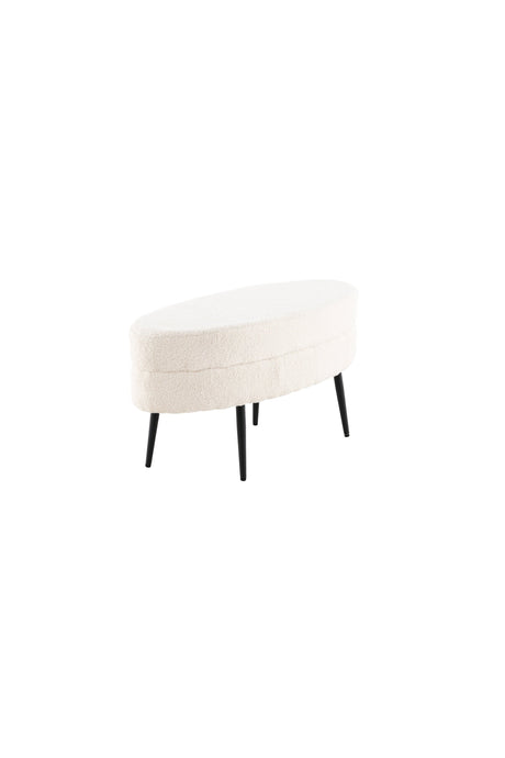 Otto Ottoman - weiß/Polyester - Teddy - Ottomane / Poufs - ALVAHOME