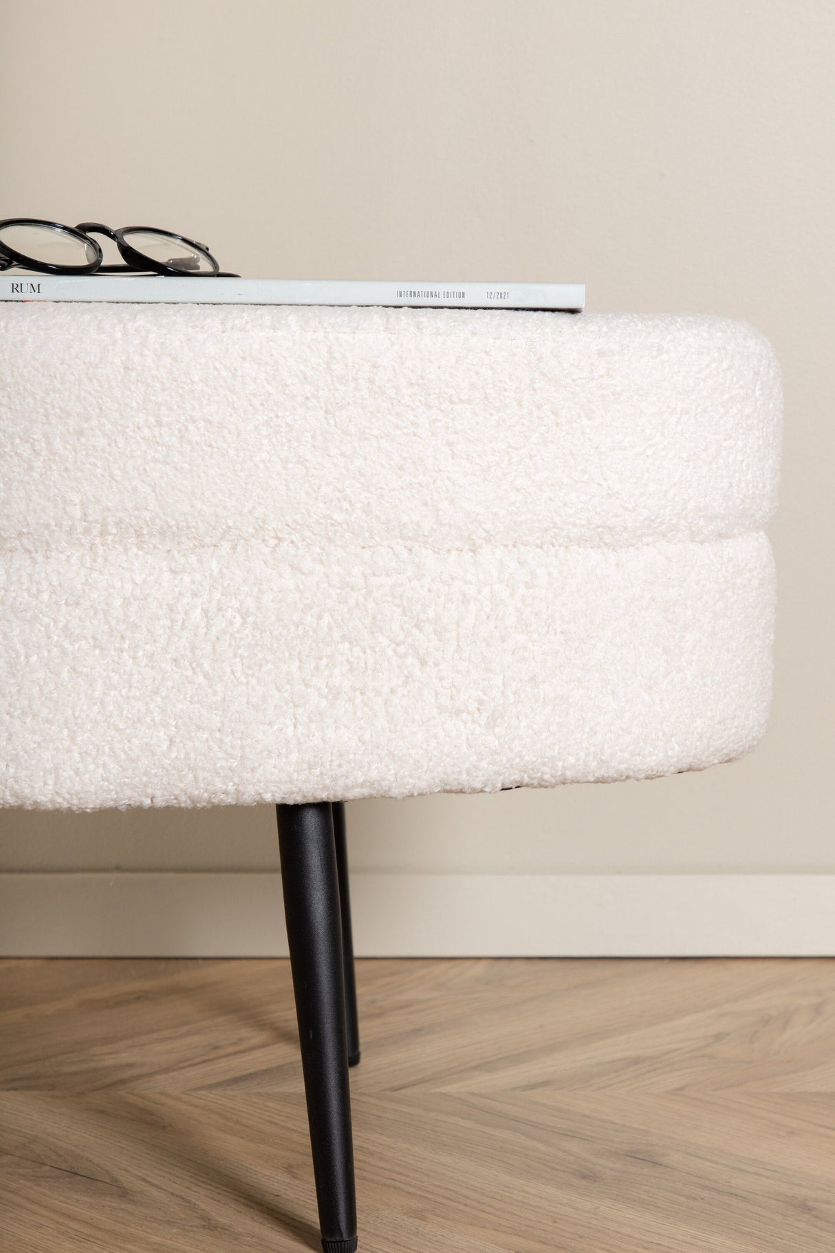 Otto Ottoman - weiß/Polyester - Teddy - Ottomane / Poufs - ALVAHOME