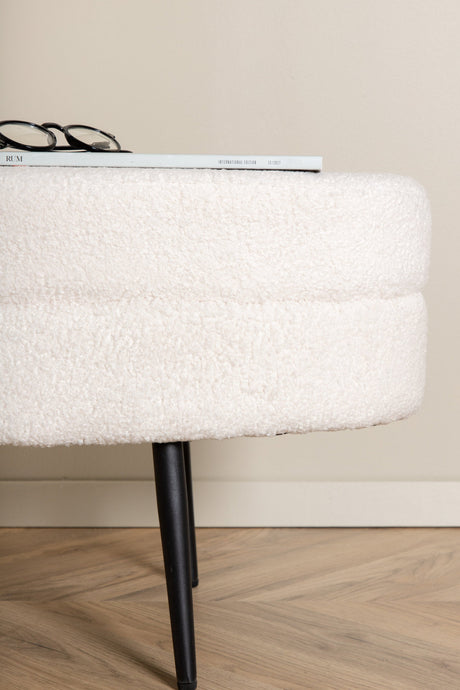 Otto Ottoman - weiß/Polyester - Teddy - Ottomane / Poufs - ALVAHOME