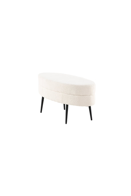 Otto Ottoman - weiß/Polyester - Teddy - Ottomane / Poufs - ALVAHOME