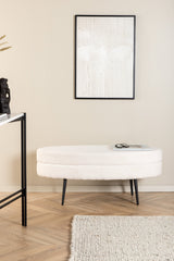 Otto Ottoman - weiß/Polyester - Teddy - Ottomane / Poufs - ALVAHOME