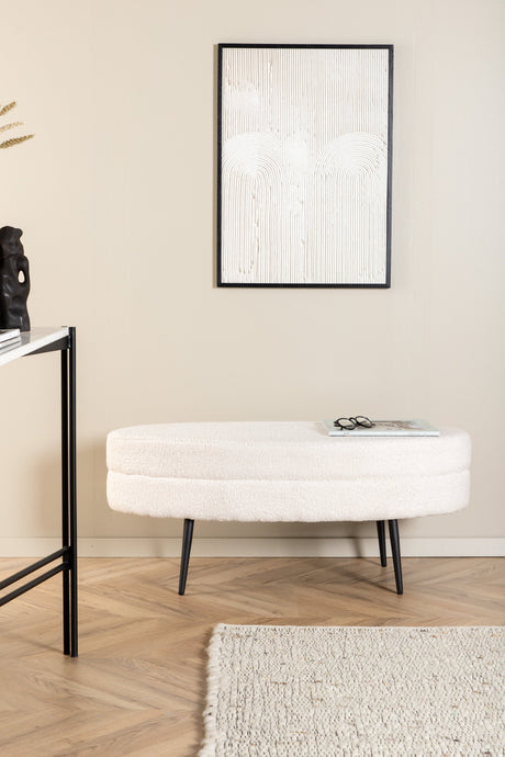 Otto Ottoman - weiß/Polyester - Teddy - Ottomane / Poufs - ALVAHOME