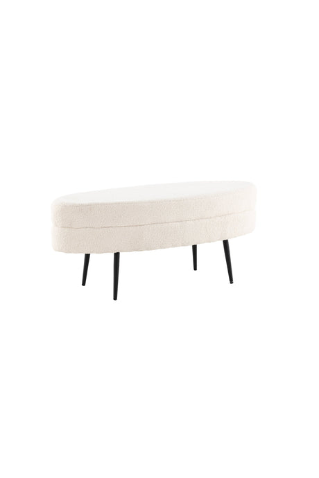 Otto Ottoman - weiß/Polyester - Teddy - Ottomane / Poufs - ALVAHOME