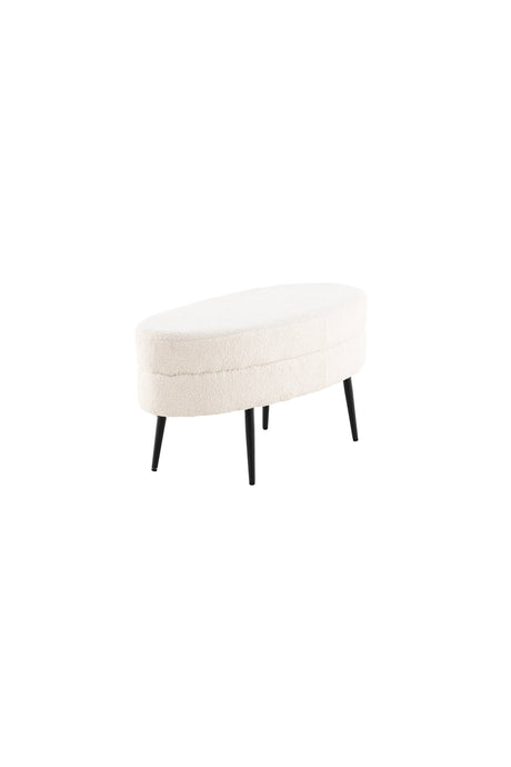 Otto Ottoman - weiß/Polyester - Teddy - Ottomane / Poufs - ALVAHOME