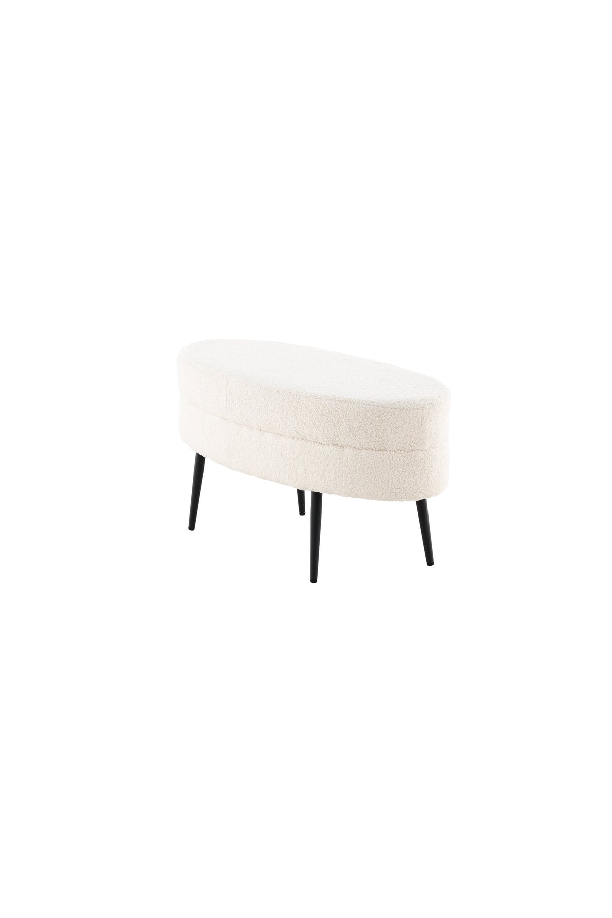 Otto Ottoman - weiß/Polyester - Teddy - Ottomane / Poufs - ALVAHOME