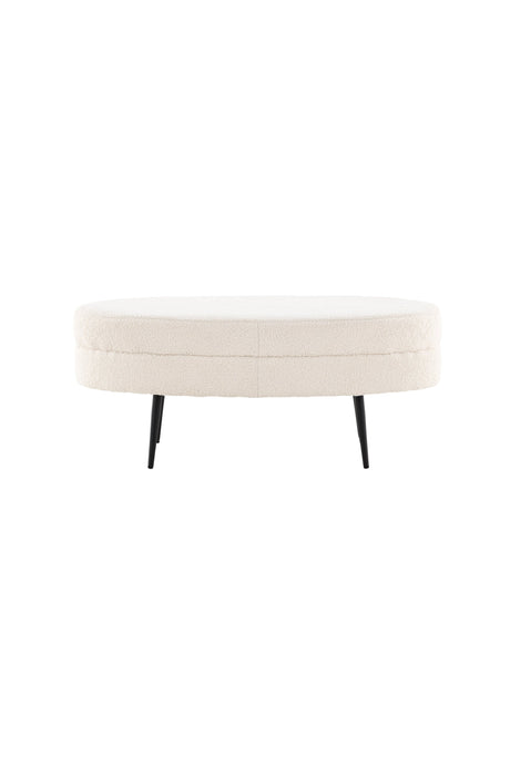 Otto Ottoman - weiß/Polyester - Teddy - Ottomane / Poufs - ALVAHOME