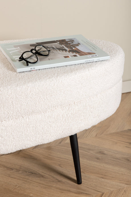 Otto Ottoman - weiß/Polyester - Teddy - Ottomane / Poufs - ALVAHOME
