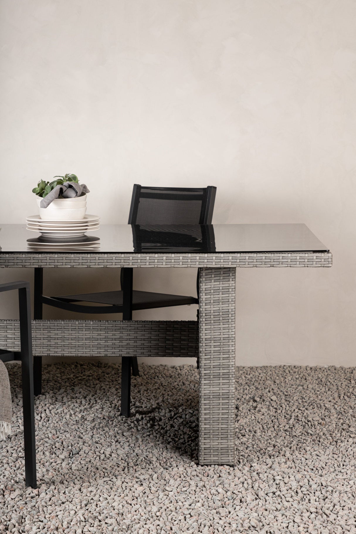 Padova Outdoor - Esstisch rechteckig - grau/Weidengeflecht - Outdoor - Esstische (rechteckig) - ALVAHOME