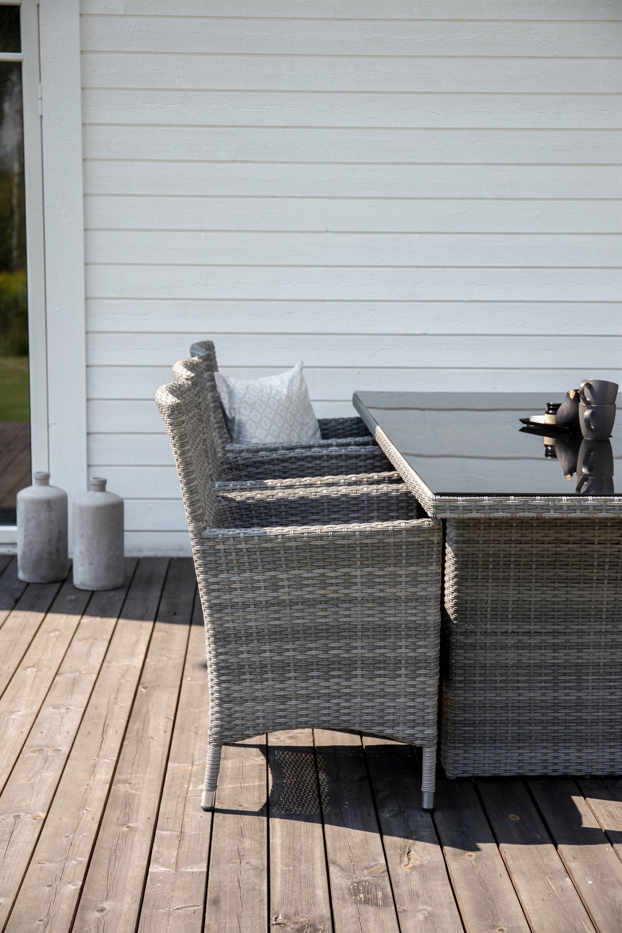 Padova Outdoor - Esstisch rechteckig - grau/Weidengeflecht - Outdoor - Esstische (rechteckig) - ALVAHOME