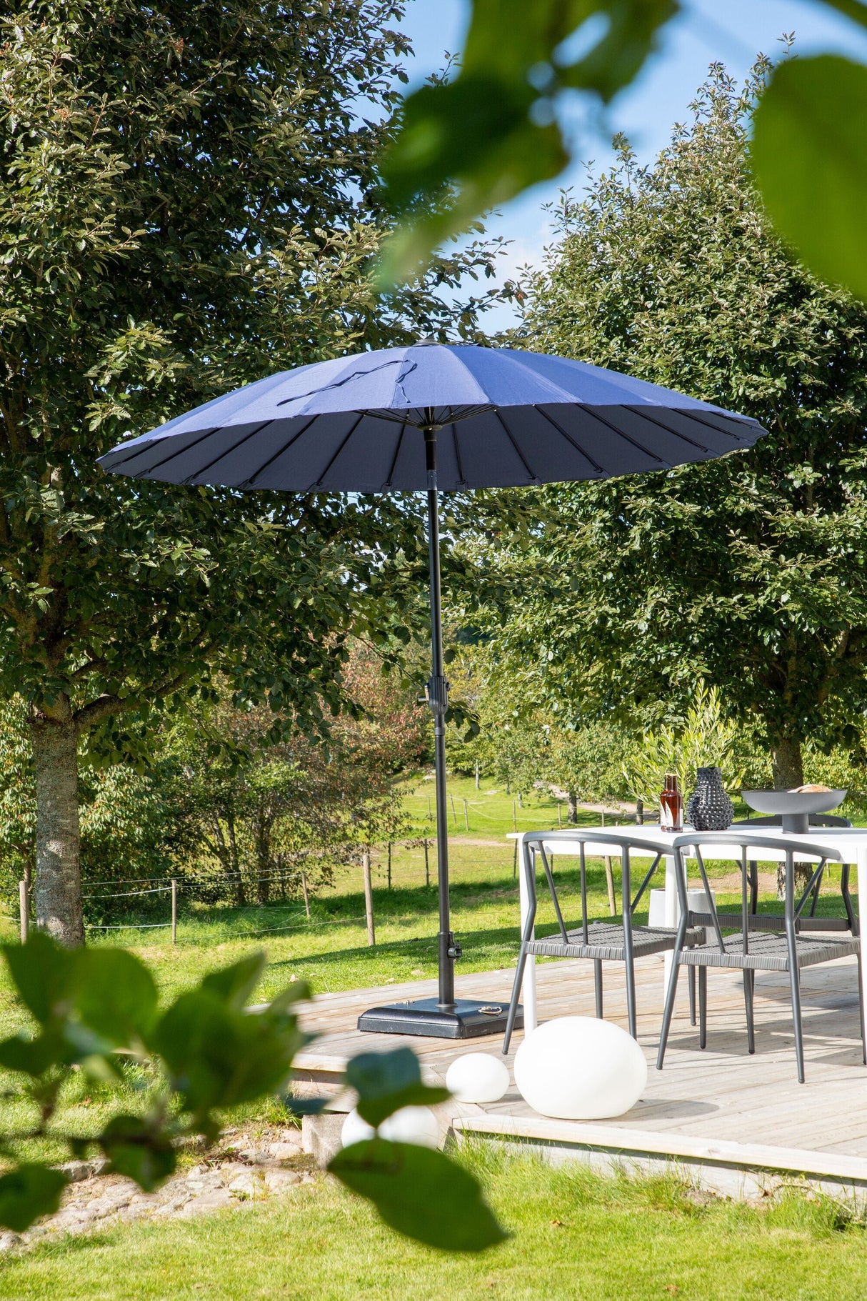 Palmetto Sonnenschirm - blau/Polyester - Sonnenschirme - ALVAHOME