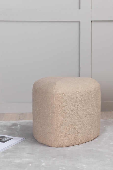 Peg Pouf - beige/Polyester - Teddy - Ottomane / Poufs - ALVAHOME