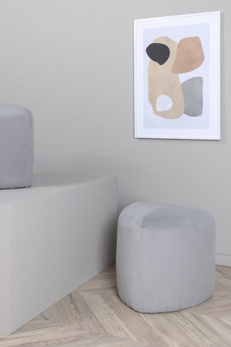 Peg Pouf - grau/Polyester - Kord - Ottomane / Poufs - ALVAHOME