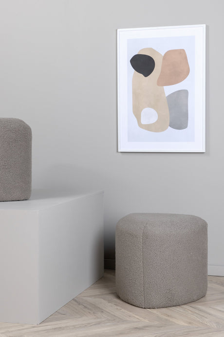 Peg Pouf - grau/Polyester - Teddy - Ottomane / Poufs - ALVAHOME