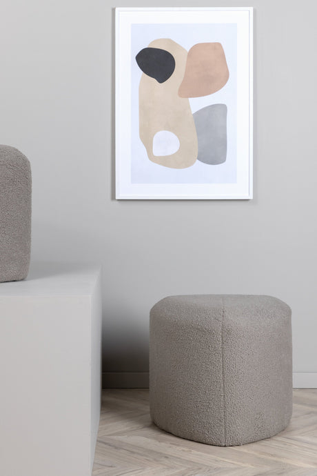 Peg Pouf - grau/Polyester - Teddy - Ottomane / Poufs - ALVAHOME