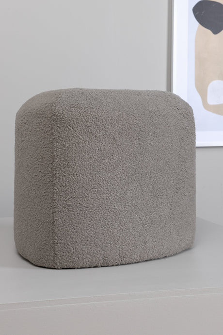 Peg Pouf - grau/Polyester - Teddy - Ottomane / Poufs - ALVAHOME