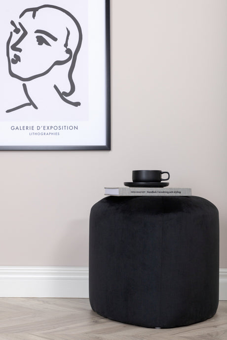 Peg Pouf - schwarz/Polyester - Samt - Ottomane / Poufs - ALVAHOME