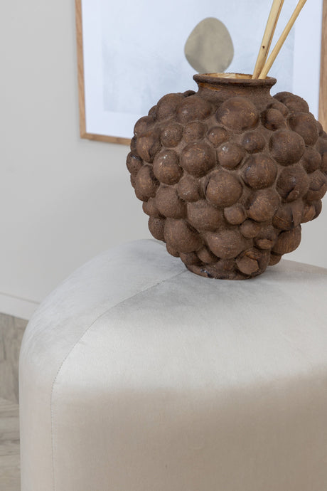 Peg Pouf - weiß/Polyester - Samt - Ottomane / Poufs - ALVAHOME