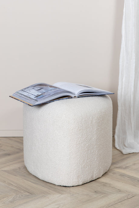 Peg Pouf - weiß/Polyester - Teddy - Ottomane / Poufs - ALVAHOME