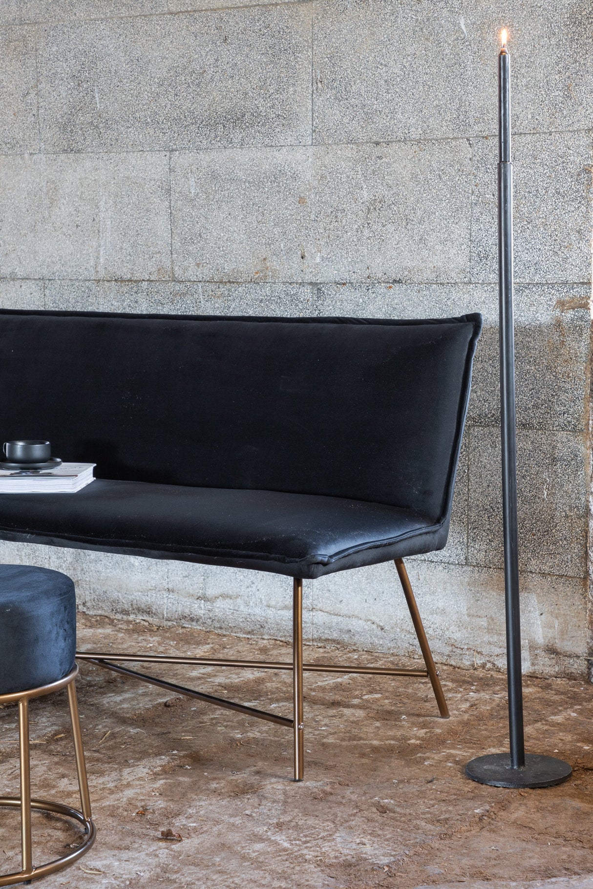 Petra 3 - Sitzer Sofa - schwarz/Polyester - Samt - 3 - Sitzer Sofas - ALVAHOME
