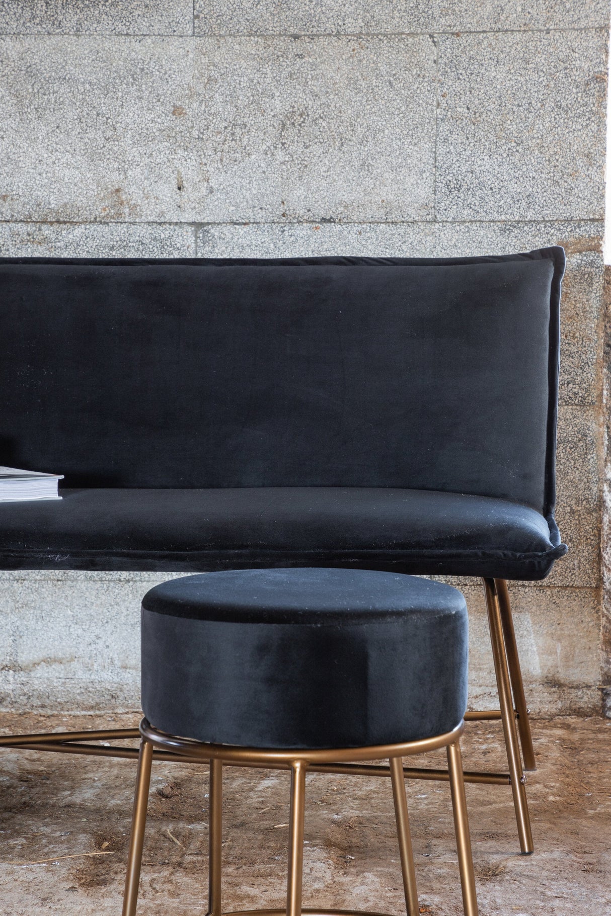 Petra 3 - Sitzer Sofa - schwarz/Polyester - Samt - 3 - Sitzer Sofas - ALVAHOME