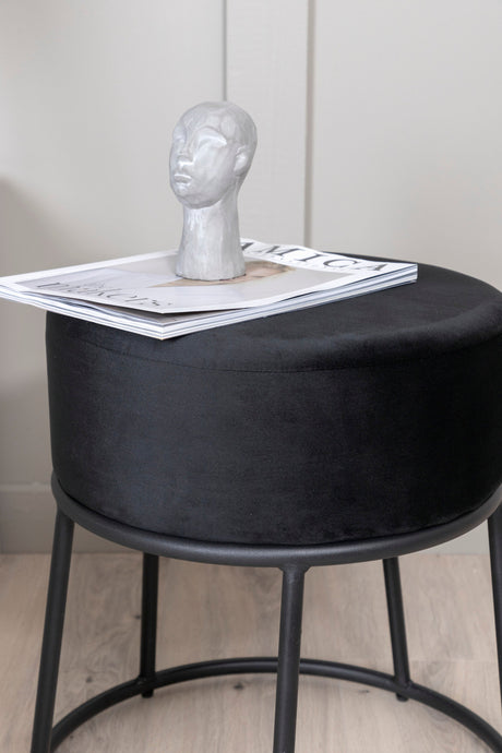 Petra Pouf - schwarz/Polyester - Samt - Ottomane / Poufs - ALVAHOME