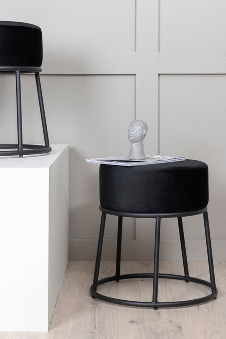 Petra Pouf - schwarz/Polyester - Samt - Ottomane / Poufs - ALVAHOME