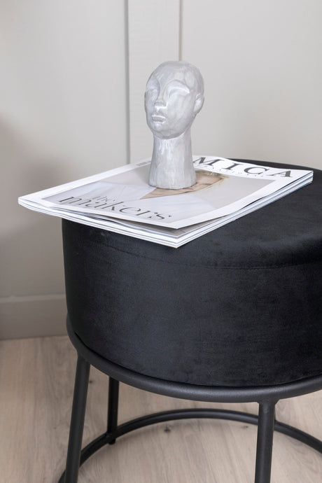 Petra Pouf - schwarz/Polyester - Samt - Ottomane / Poufs - ALVAHOME