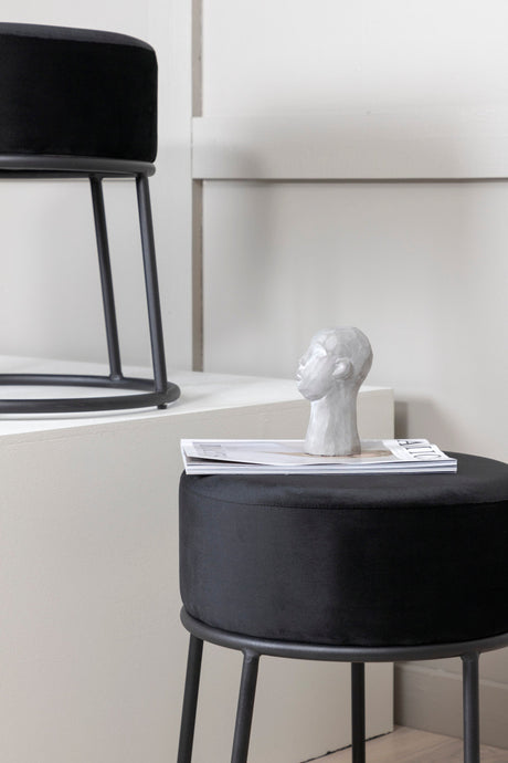 Petra Pouf - schwarz/Polyester - Samt - Ottomane / Poufs - ALVAHOME