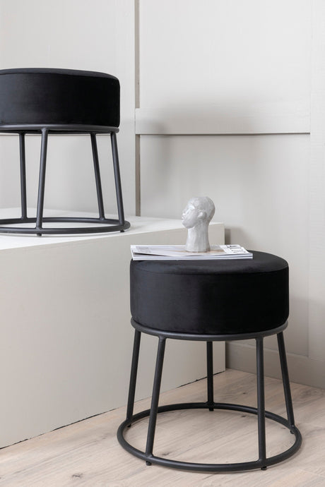 Petra Pouf - schwarz/Polyester - Samt - Ottomane / Poufs - ALVAHOME