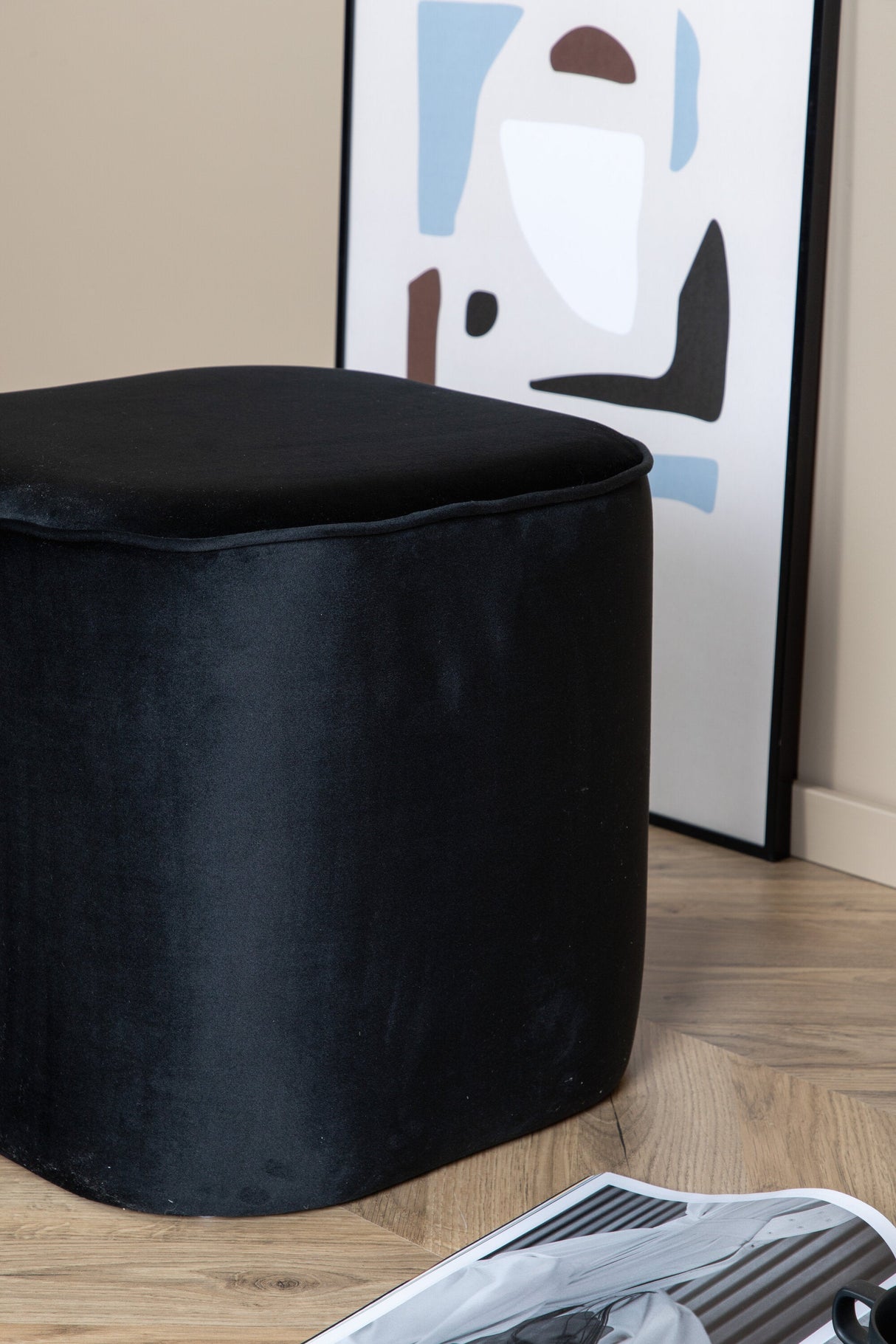 Piff Pouf - schwarz/Polyester - Samt - Ottomane / Poufs - ALVAHOME